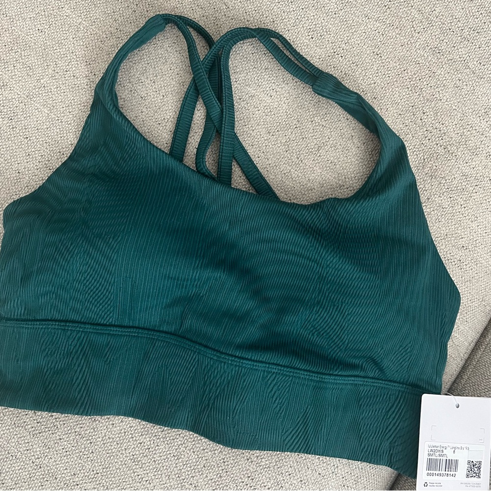 NWT Lululemon Energy Longline Rib Bra - Storm Teal SIZE 8